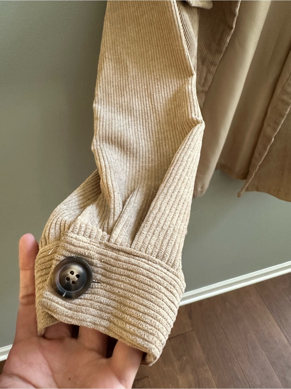 SHEIN Beige Corduroy Utility Shirt Jacket - Picture 3 of 5